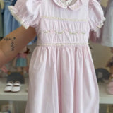 Vestido Infantil Rosa Clássico Bordado Buá