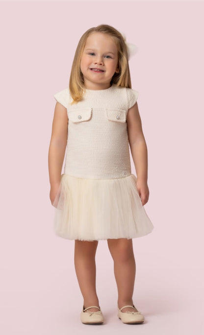 Vestido Creme Tweed Petit Cherie