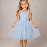 Vestido Infantil Azul Paetê Petit Cherie
