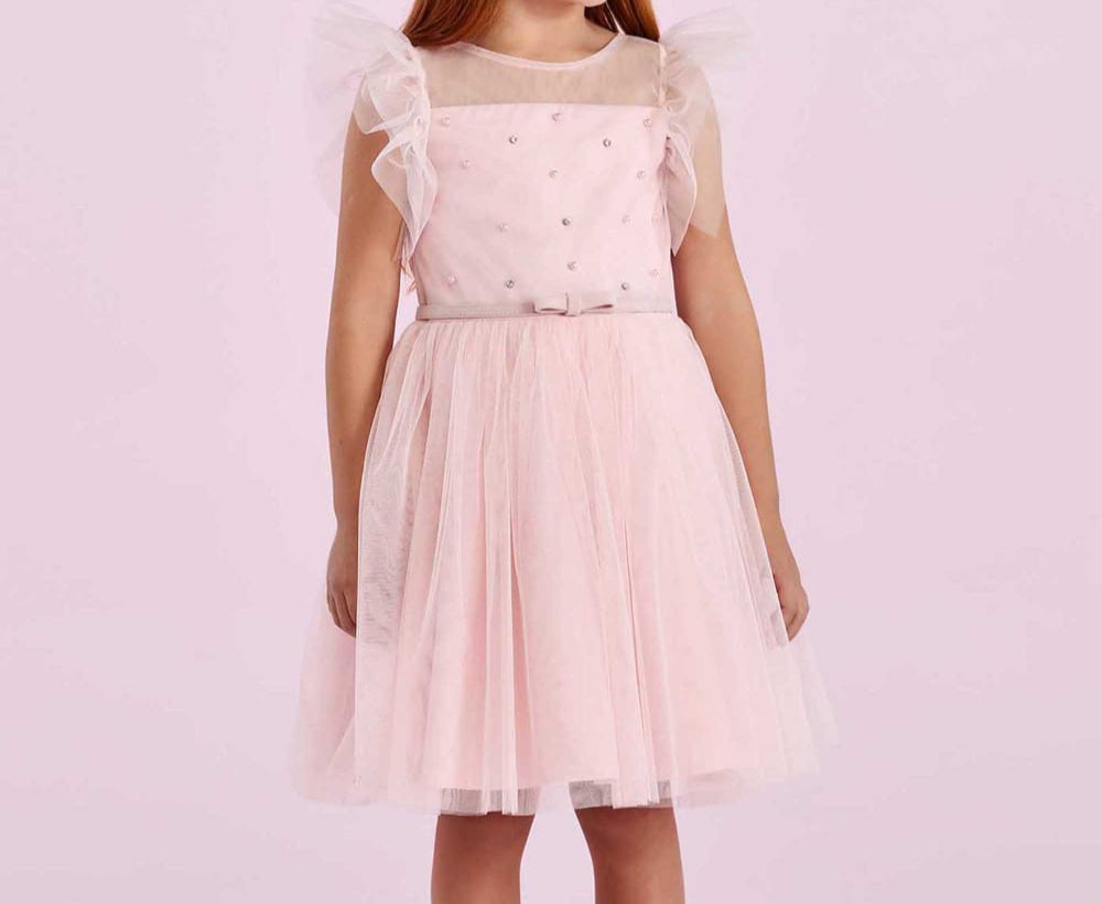 Vestido Rosa Pérolas Petit Cherie