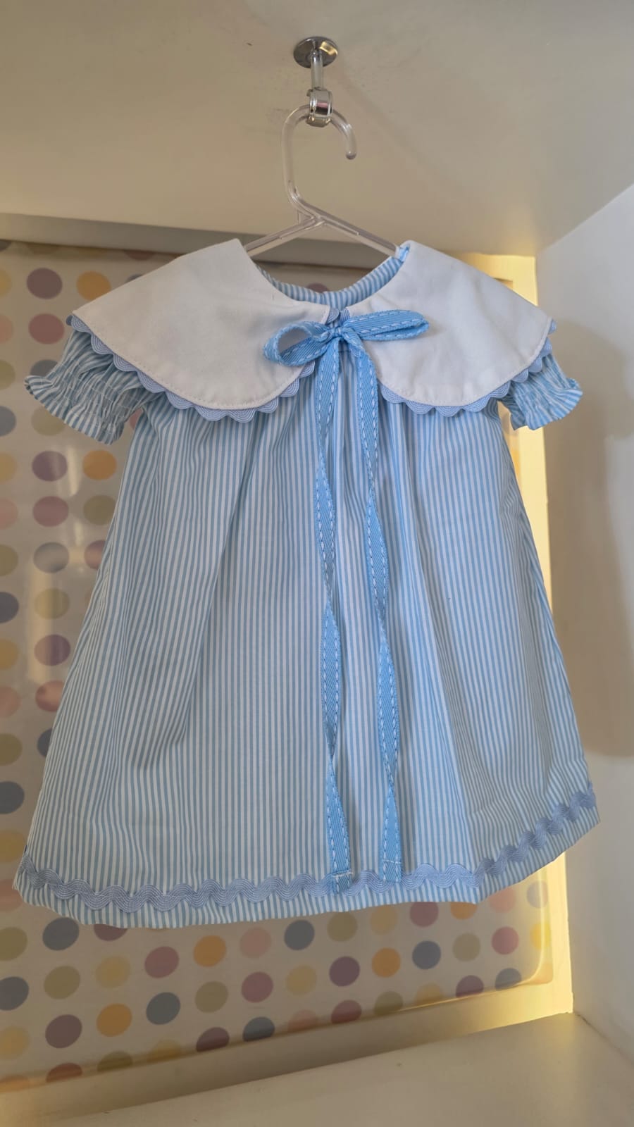 Vestido Bebê Azul Listrado Buá