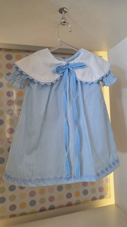 Vestido Bebê Azul Listrado Buá