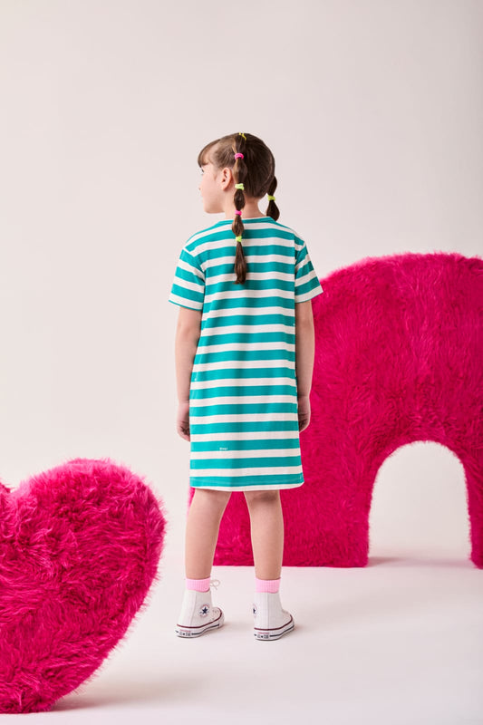 Vestido Infantil Listras Verde Buá