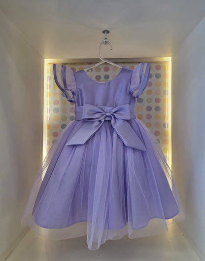 Vestido Infantil Festa Lilás Laço Buá