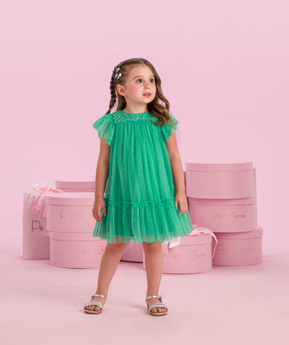 Vestido Infantil Tule Verde Petit Cherie