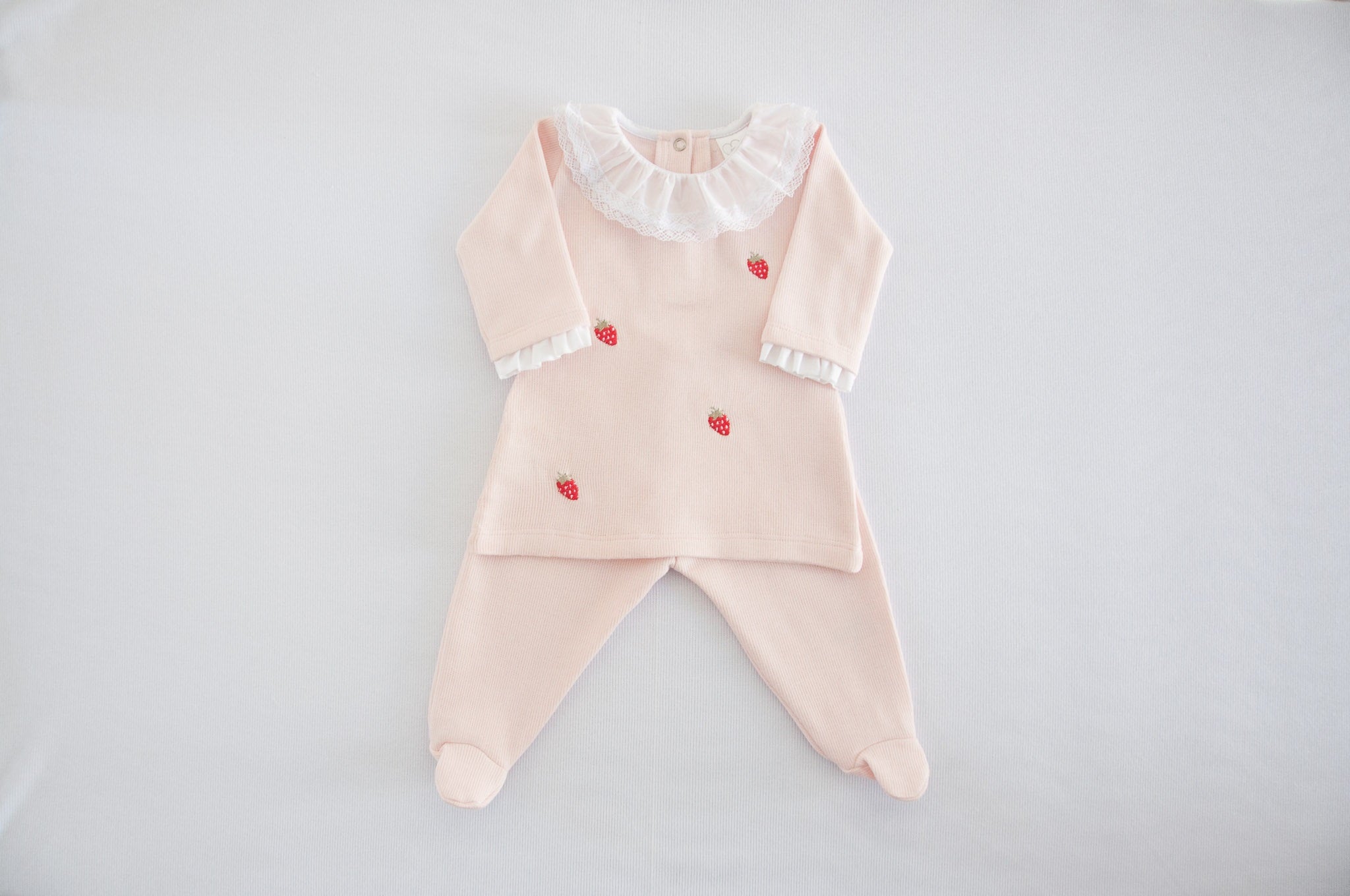 Vestido com Calça Bebê Doce Morango Rosa Buá
