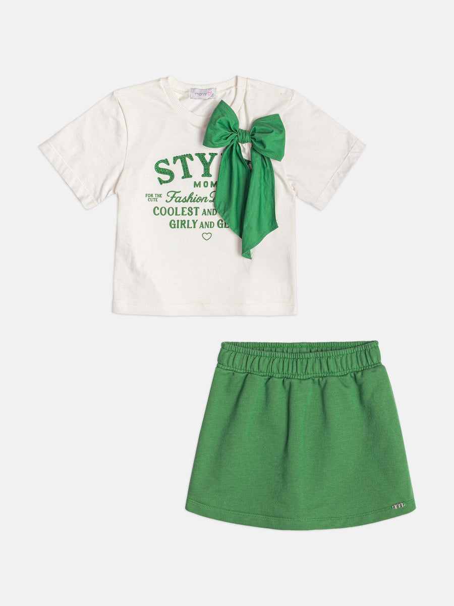 Conjunto Infantil Menina Verde Laço Momi