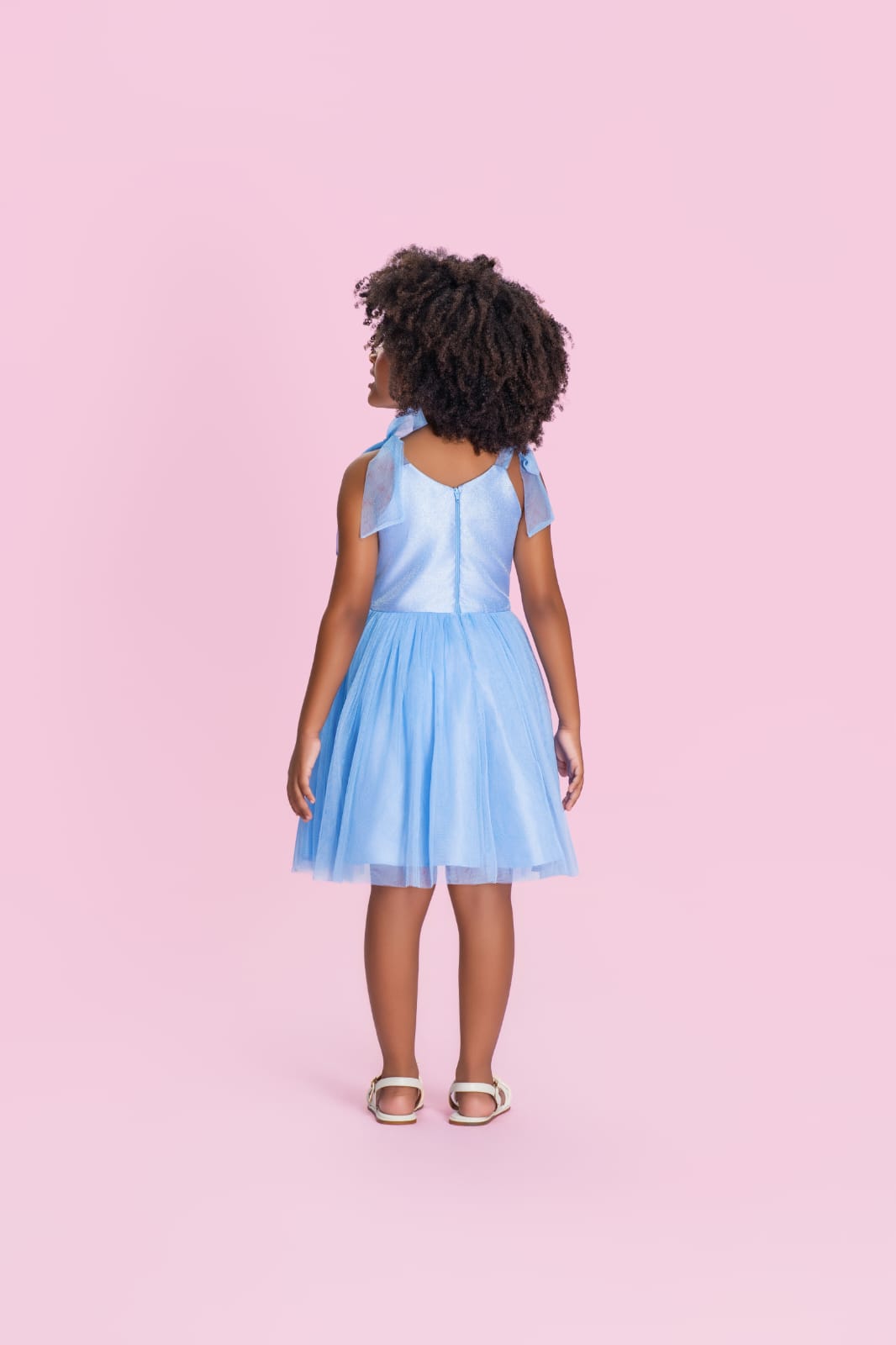 Vestido Infantil Azul Acetinado Petit Cherie