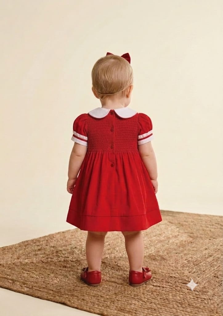 Vestido Bebê Vermelho Tricoline Buá