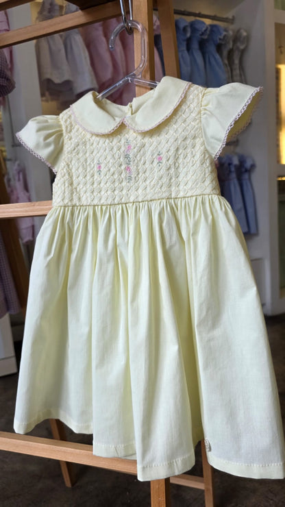 Vestido Bebê Amarelo Flor Rococó Buá