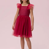 Vestido Infantil Vermelho em Tule com Corações Petit Cherie