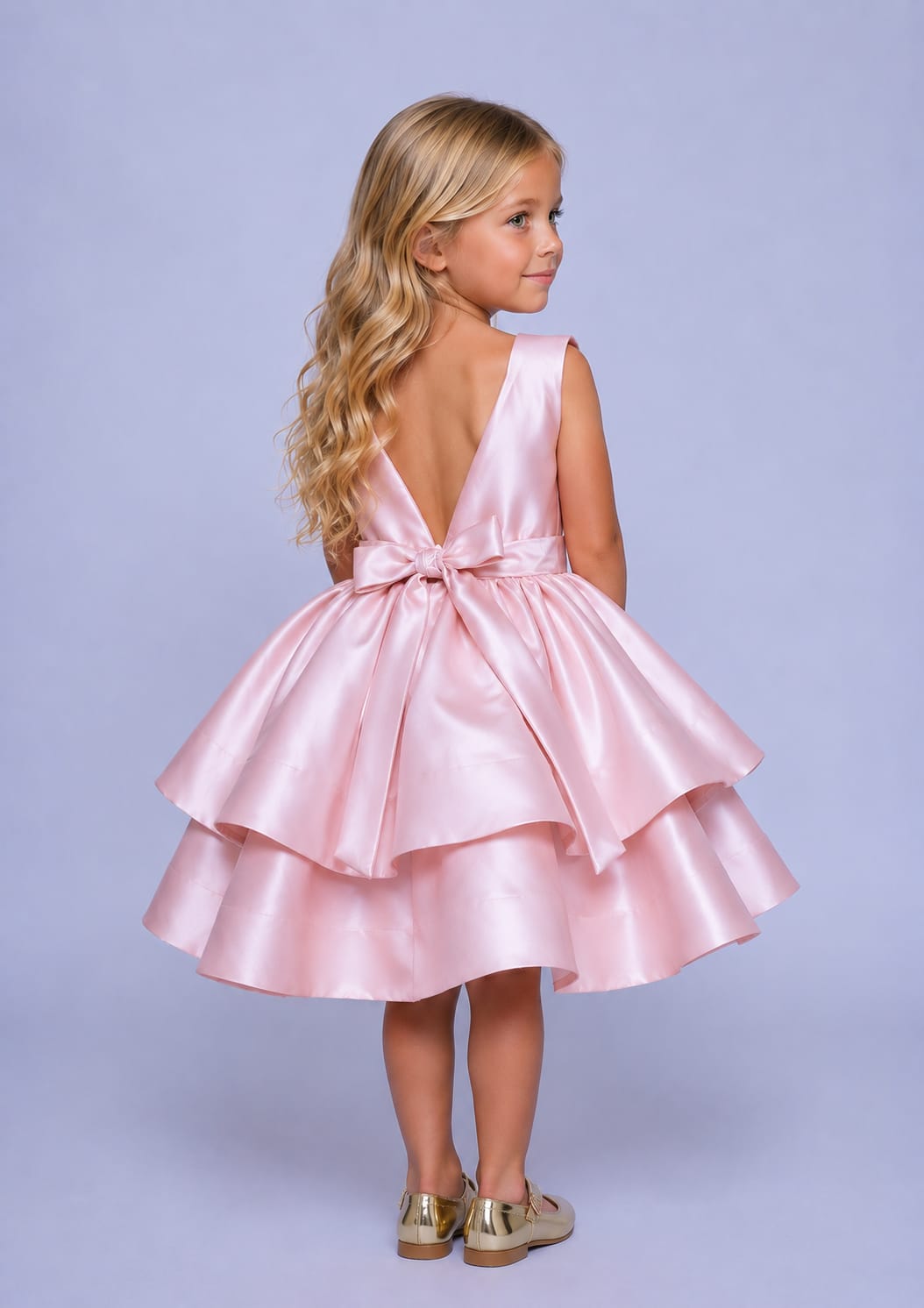 Vestido Infantil Saia Dupla Rosê Buá