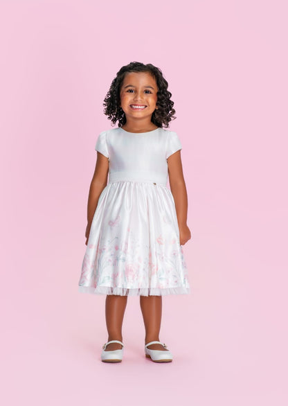 Vestido Infantil Rosa Flores Petit Cherie