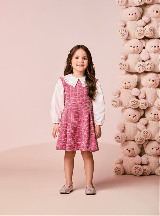 Vestido Infantil Tweed c/ Gola Momi