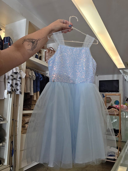 Vestido Infantil Azul Paetê Petit Cherie