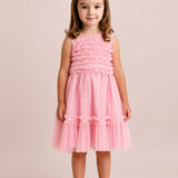 Vestido Infantil Rosa Tule Paetês Buá