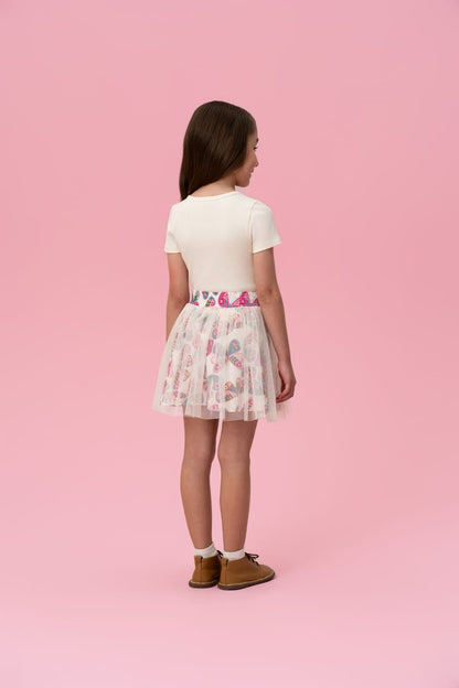 Conjunto Infantil Bege Saia Borboletas