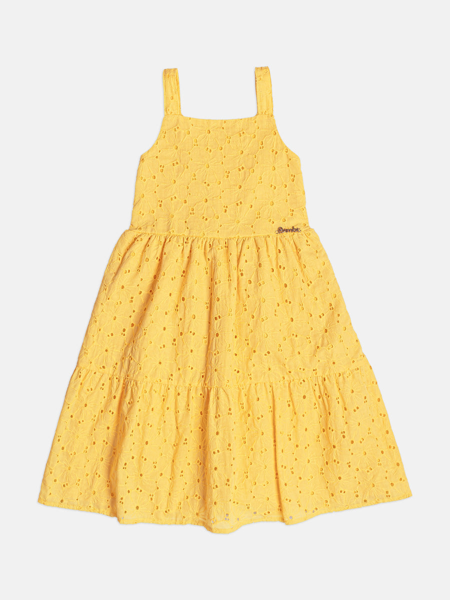 Vestido Infantil Menina Amarelo Laise Buá