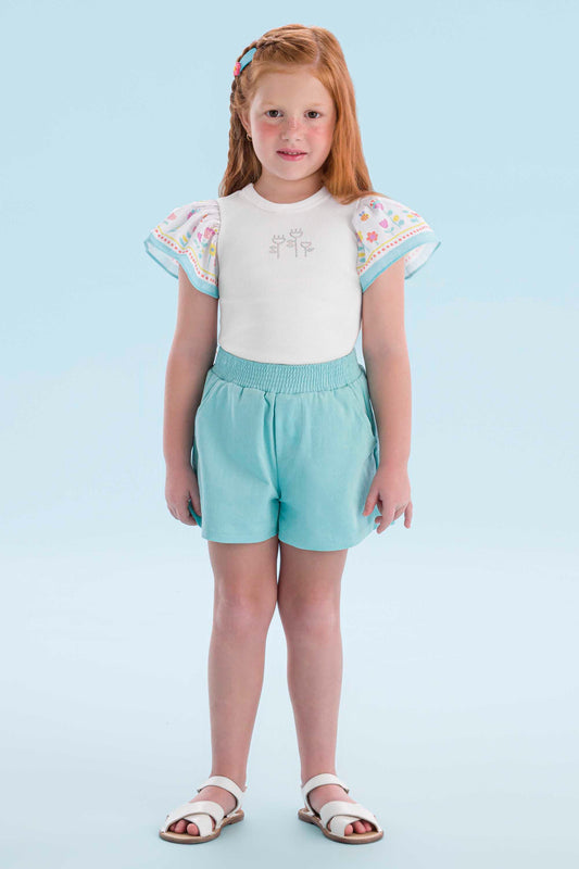 Conjunto Infantil Azul Flores Mon Sucré