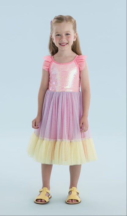 Vestido Infantil Paetê Color Mon Sucré