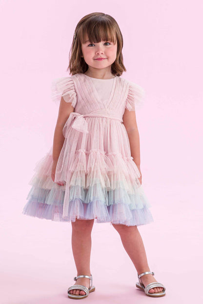 Vestido Infantil Festa Rosa Color Petit Cherie