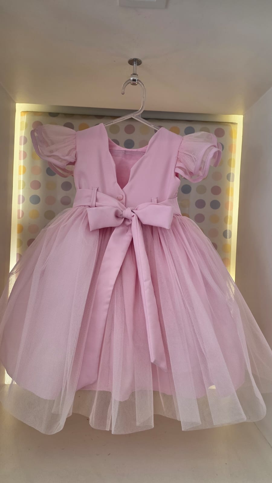 Vestido Infantil Rosa Corpo Bordado Buá