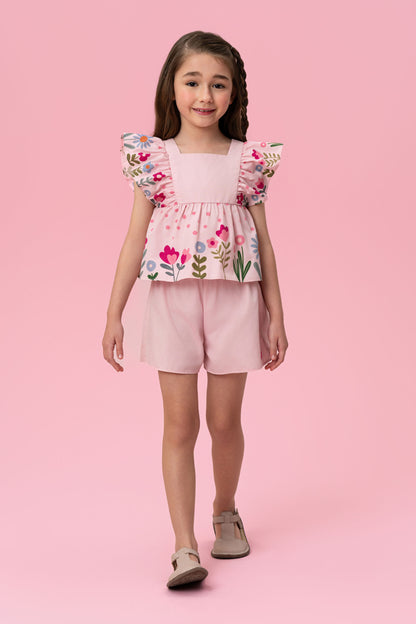 Conjunto Infantil Manga Flores Mon Sucré