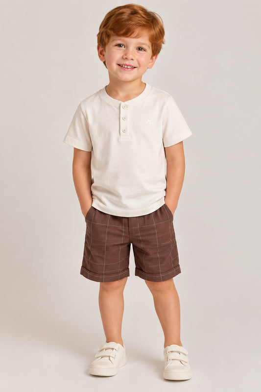 Conjunto Infantil Menino Blusa Bege Buá
