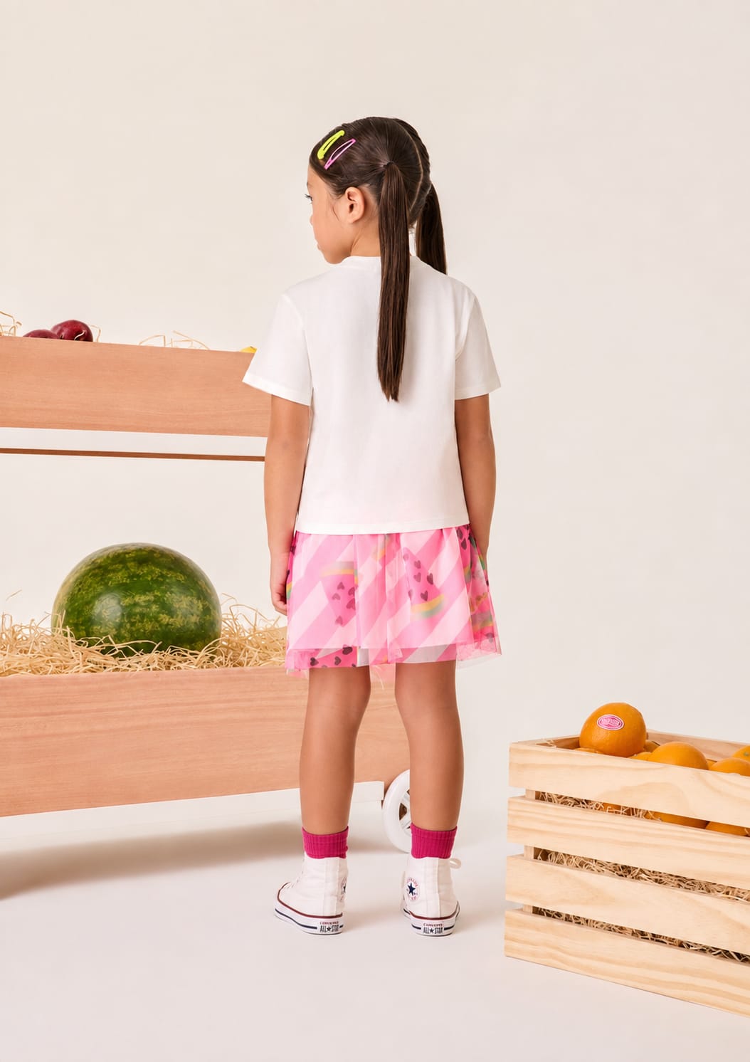 Conjunto Infantil Menina Tule Melancia Buá