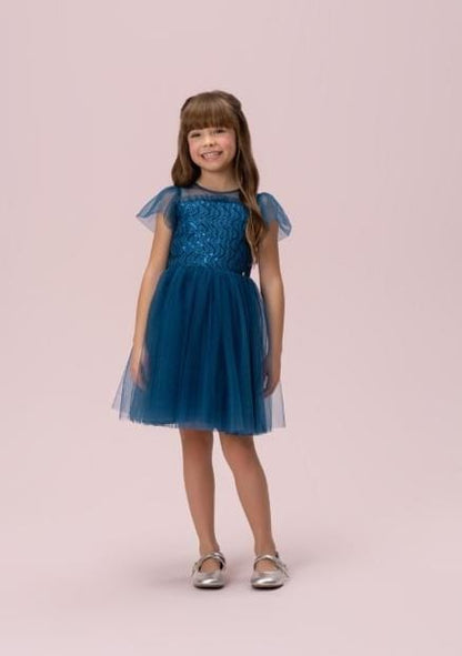 Vestido Infantil Azul Escuro Petit Cherie