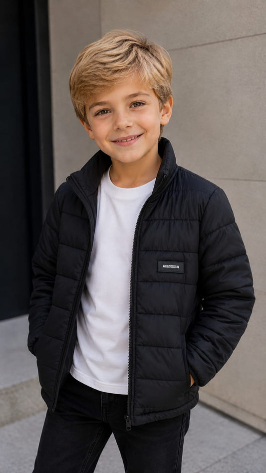 Jaqueta Puffer Infantil Preta Buá