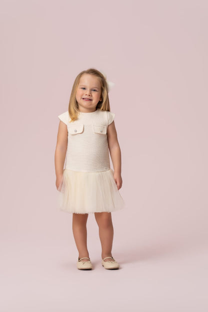 Vestido Creme Tweed Petit Cherie