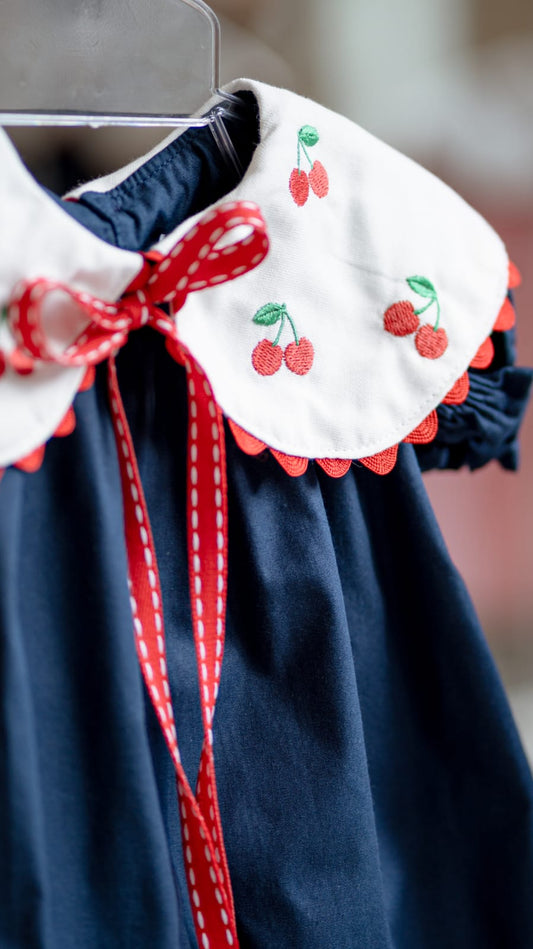 Vestido Bebê Marinho Cerejas Buá