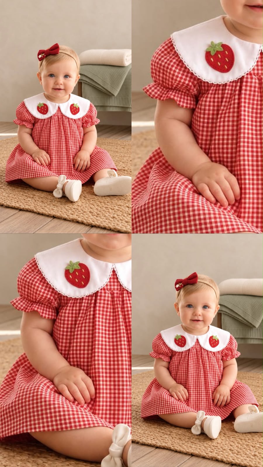 Vestido Bebê Xadrez Morango Buá