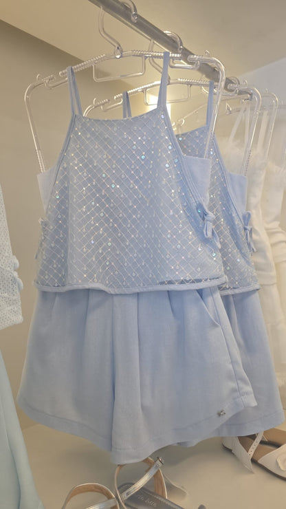 Conjunto Infantil Azul Paetês Petit Cherie