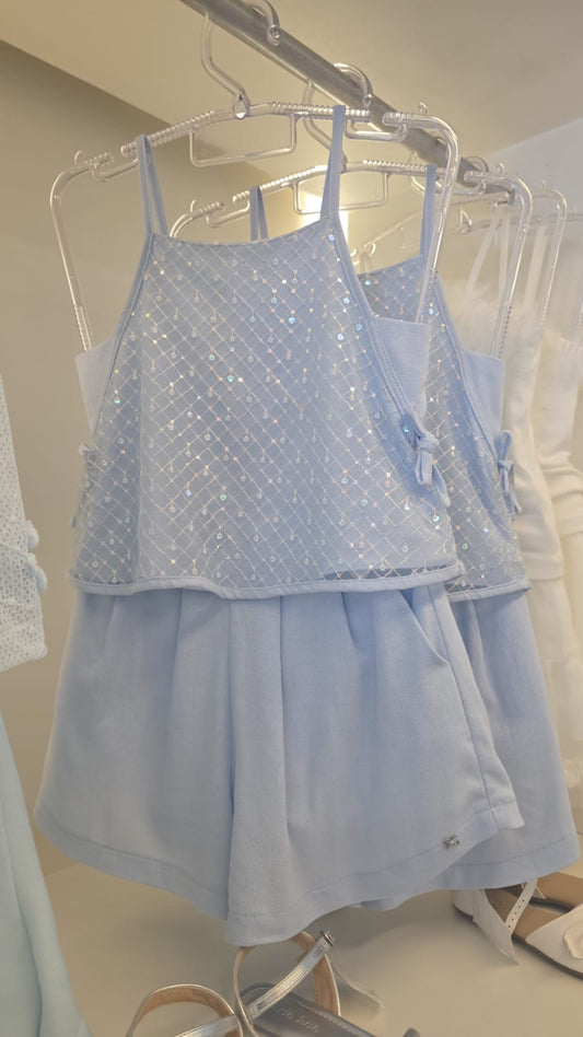 Conjunto Infantil Azul Paetês Petit Cherie