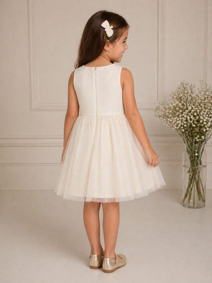 Vestido Infantil Creme Pérolas Petit Cherie