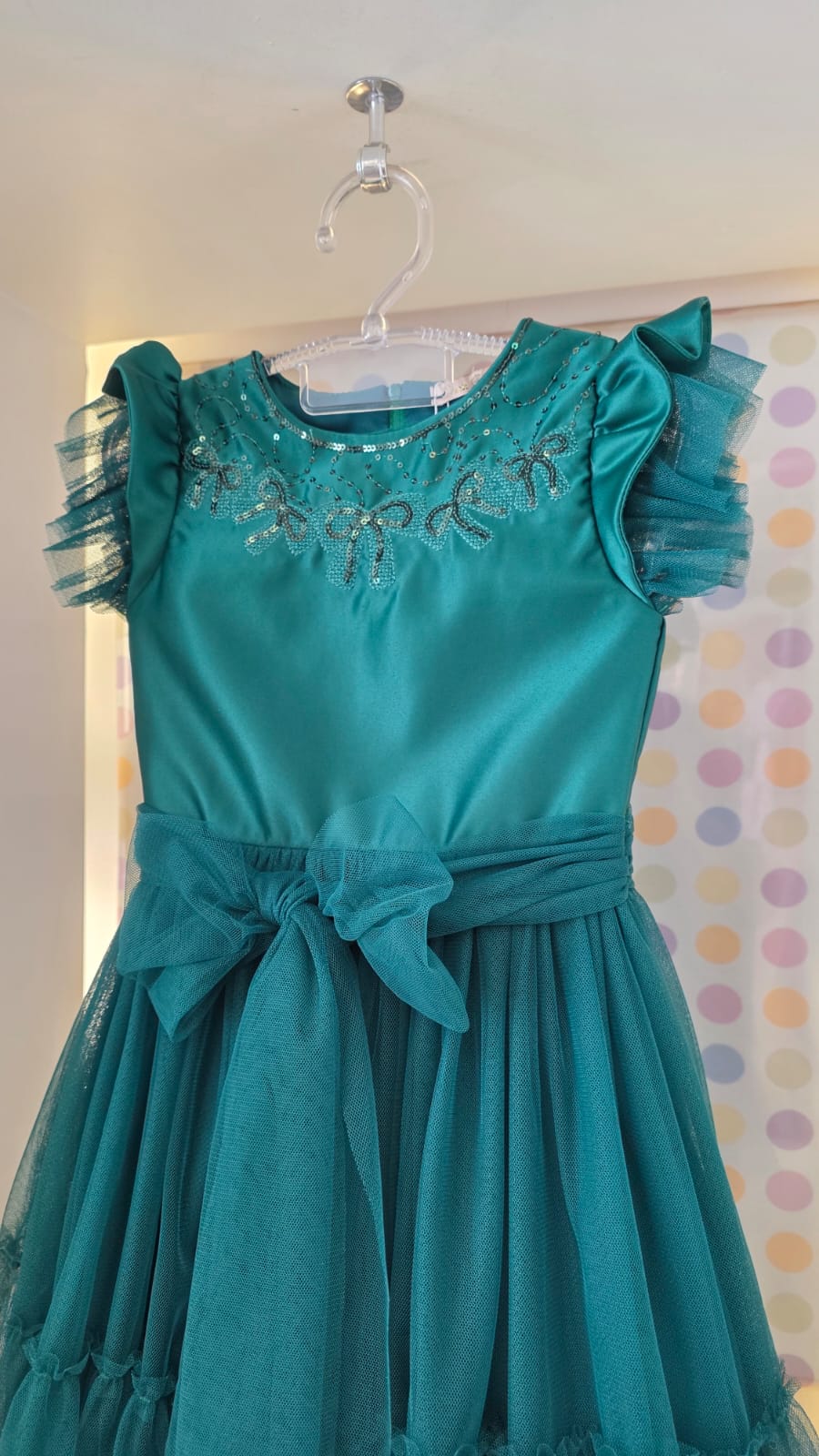 Vestido Infantil Verde Paetê Petit Cherie