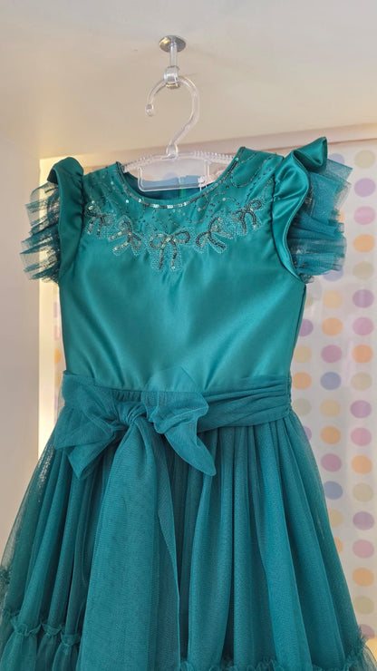 Vestido Infantil Verde Paetê Petit Cherie