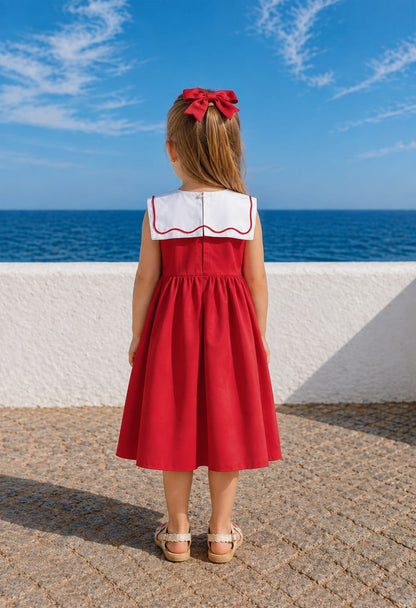 Vestido Infantil Vermelho Pála Laço Buá