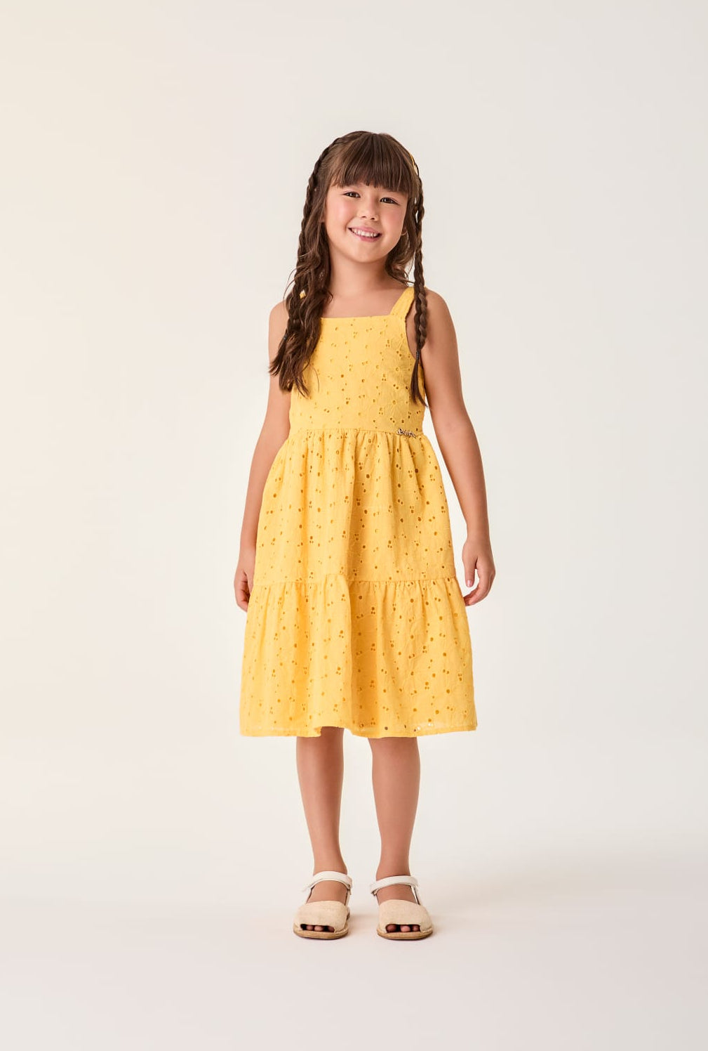 Vestido Infantil Menina Amarelo Laise Buá