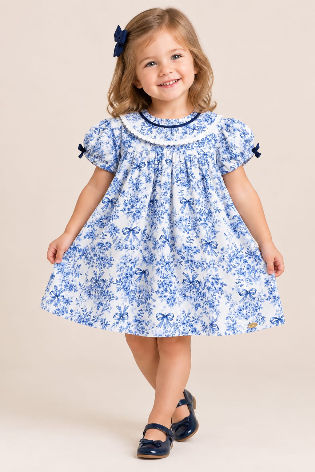 Vestido Bebê Azul Azulejo Buá
