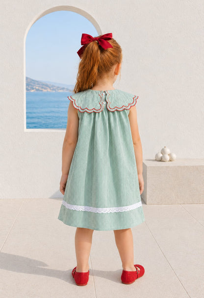 Vestido Infantil Verde Listrado Buá
