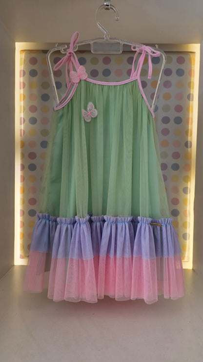Vestido Infantil Verde Alça Buá