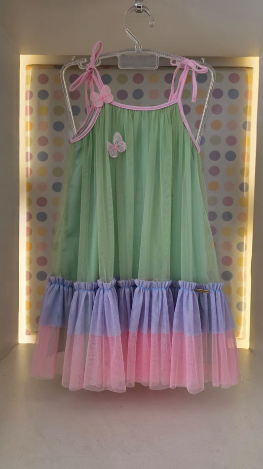 Vestido Infantil Verde Alça Buá