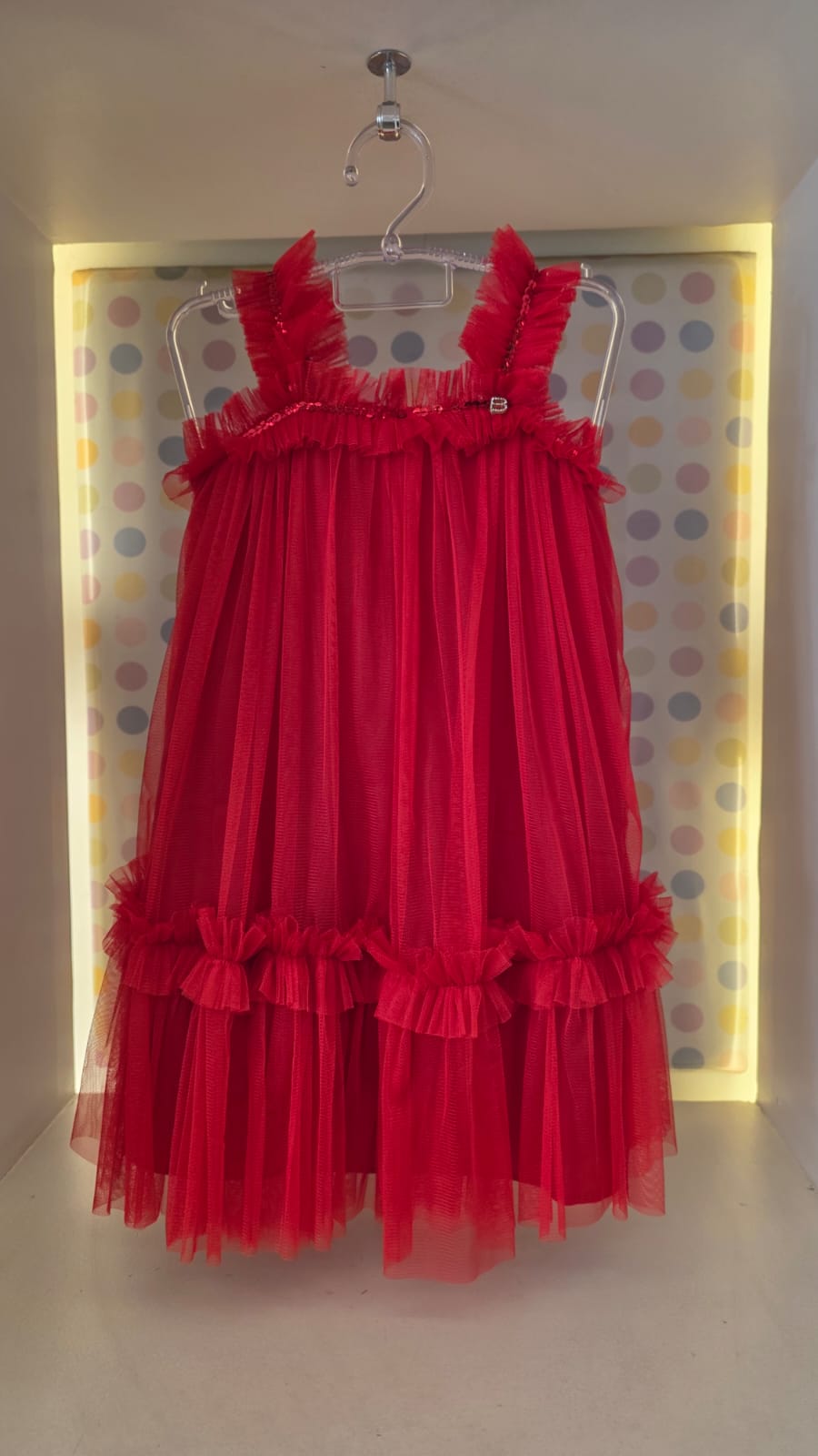 Vestido Infantil Vermelho Tule Buá