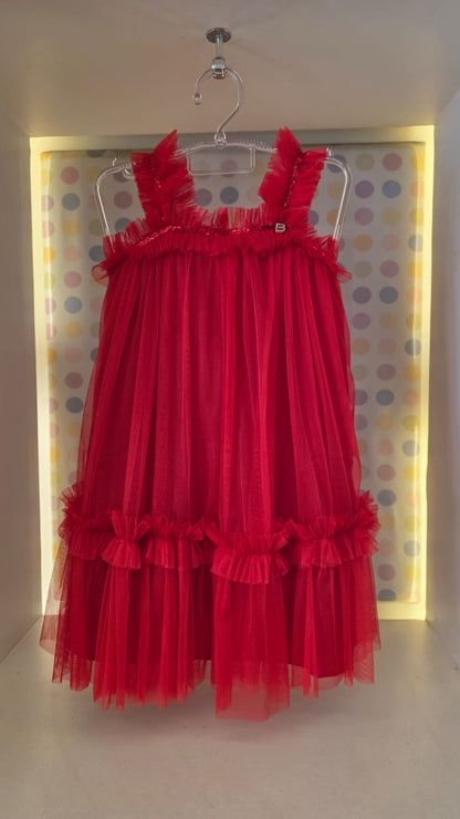 Vestido Infantil Vermelho Tule Buá