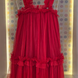 Vestido Infantil Vermelho Tule Buá