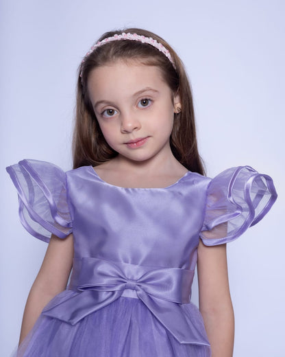 Vestido Infantil Festa Lilás Laço Buá