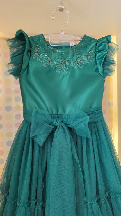 Vestido Infantil Verde Paetê Petit Cherie